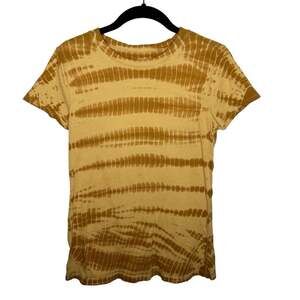 ATHLETA / mustard yellow gold organic daily tie dye crew neck tee / XS
